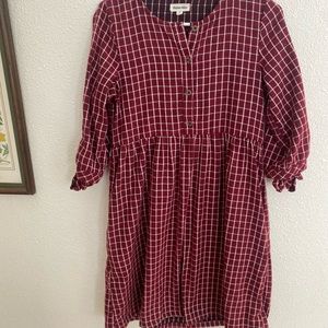 100% cotton red gingham dress